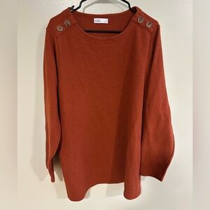 Croft & Barrow Women's Burnt Orange Button-Accent Top